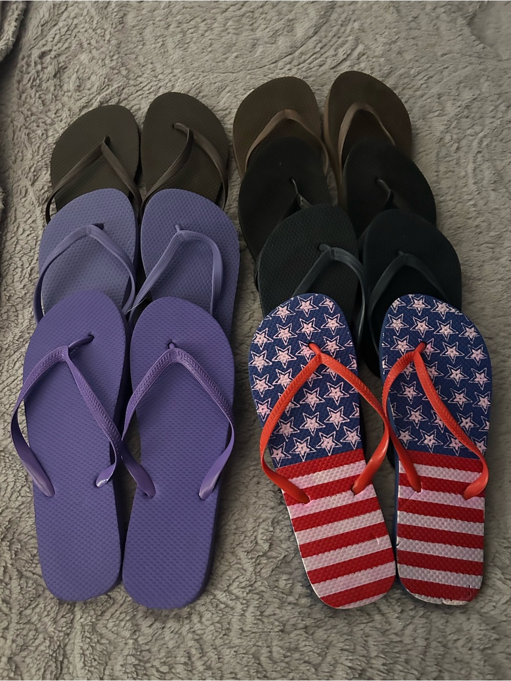 Old Navy Purple and American Flag Flip Flops